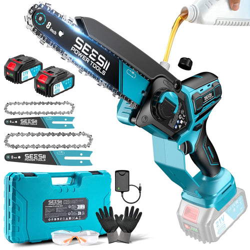 Akku-Kettensäge 6+8 Zoll Brushless 1000W 2-in-1 mit 2 Akkus