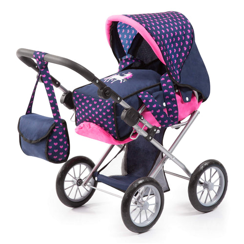 Kombi-Puppenwagen Einhorn 2-in-1 mit Tragetasche höhenverstellbar