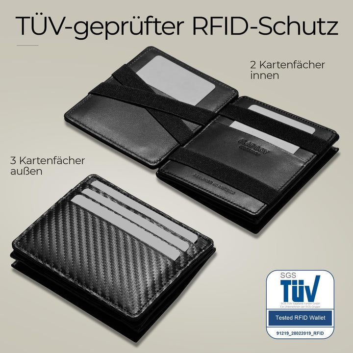 Magic Wallet Echtleder mit Münzfach und RFID-Schutz, flach - Bild 4