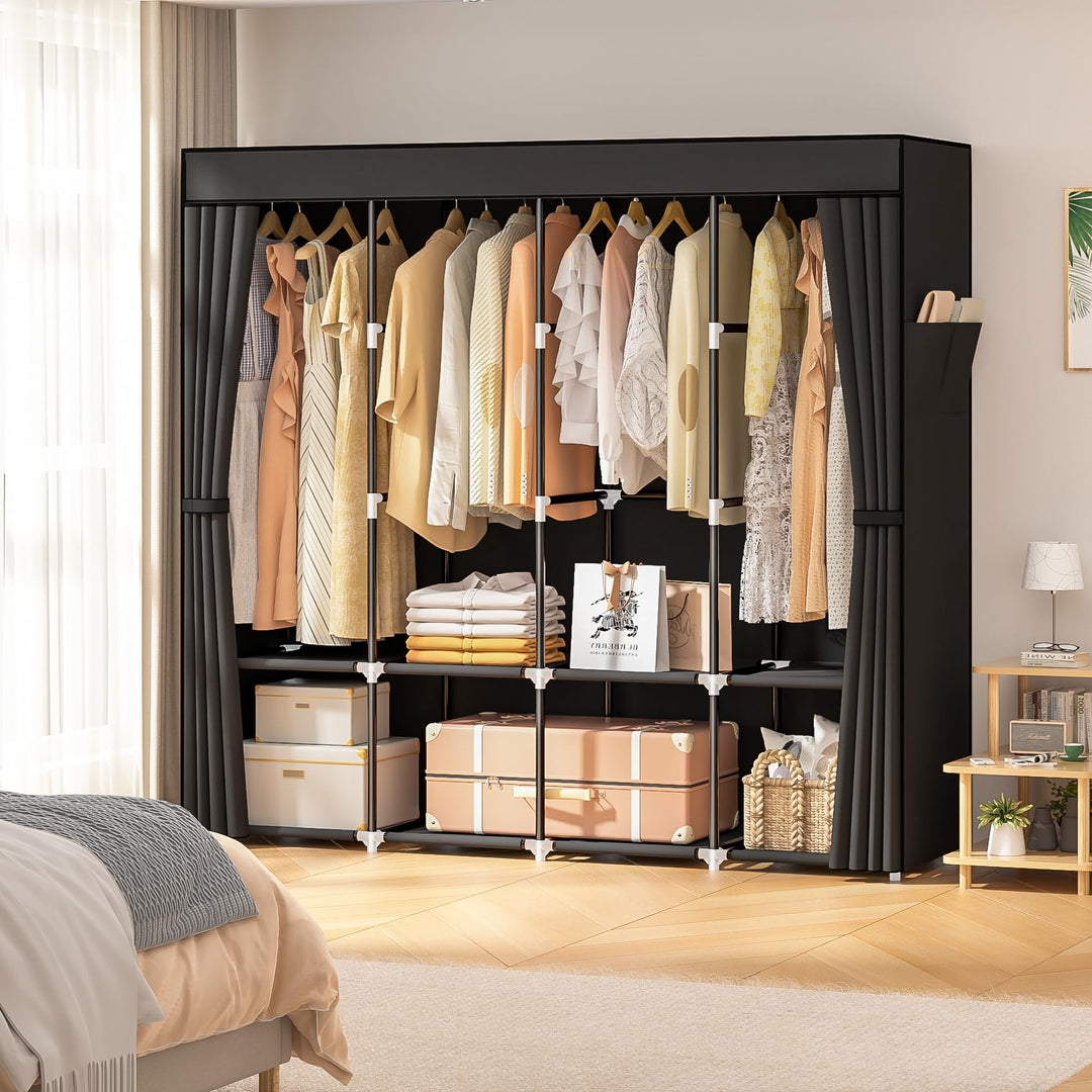 Stoffkleiderschrank faltbar mit 4 Kleiderstangen 168x43x162 cm - Bild 2