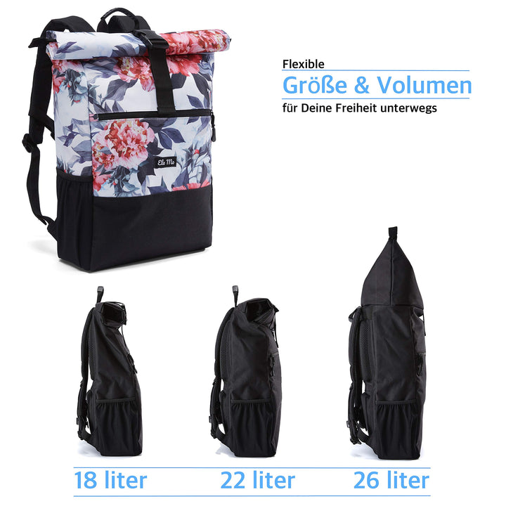 Rolltop Rucksack Damen 18-26 L mit USB &amp; Laptop-Fach 17 Zoll - Bild 6