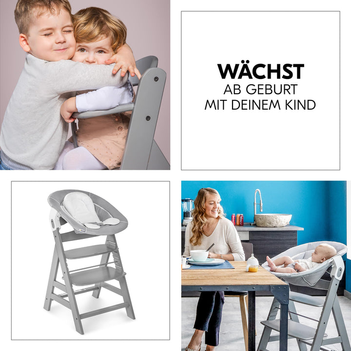 Hochstuhl Holz 4-in-1 Set mit Babywippe und Neugeborenenaufsatz - Bild 9