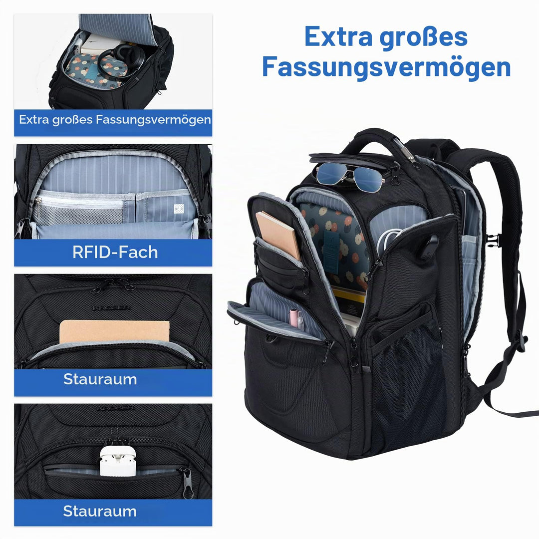 Laptop Rucksack 18.4 Zoll wasserabweisend mit USB &amp; RFID-Schutz - Bild 3
