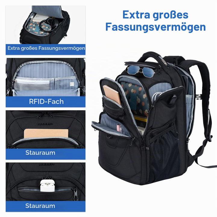 Laptop Rucksack 18.4 Zoll wasserabweisend mit USB &amp; RFID-Schutz - Bild 3