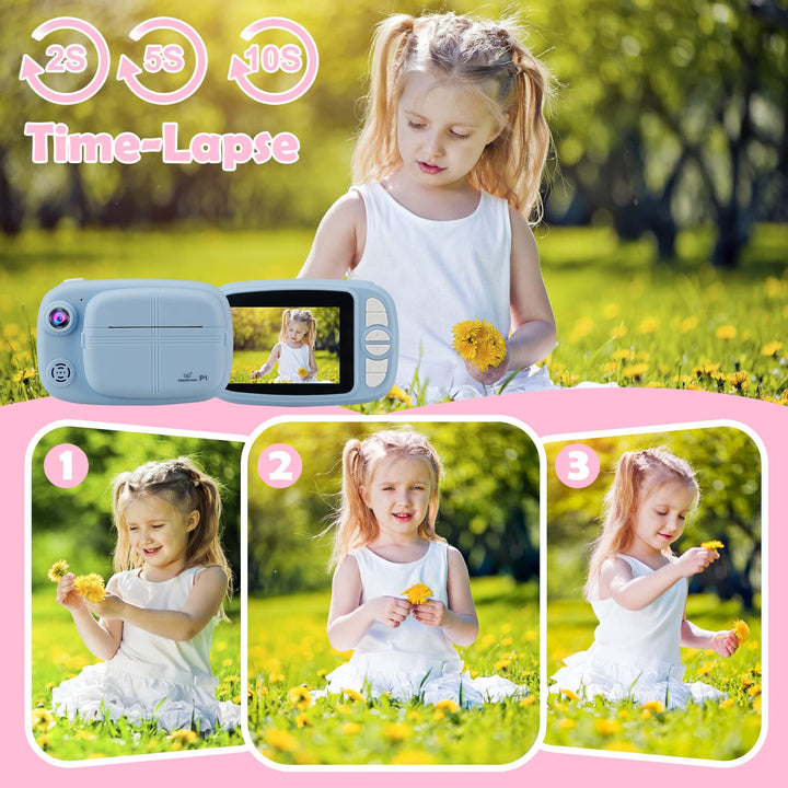 Sofortbildkamera Kinder 12MP 1080p HD mit Thermodruck 32GB Karte - Bild 6