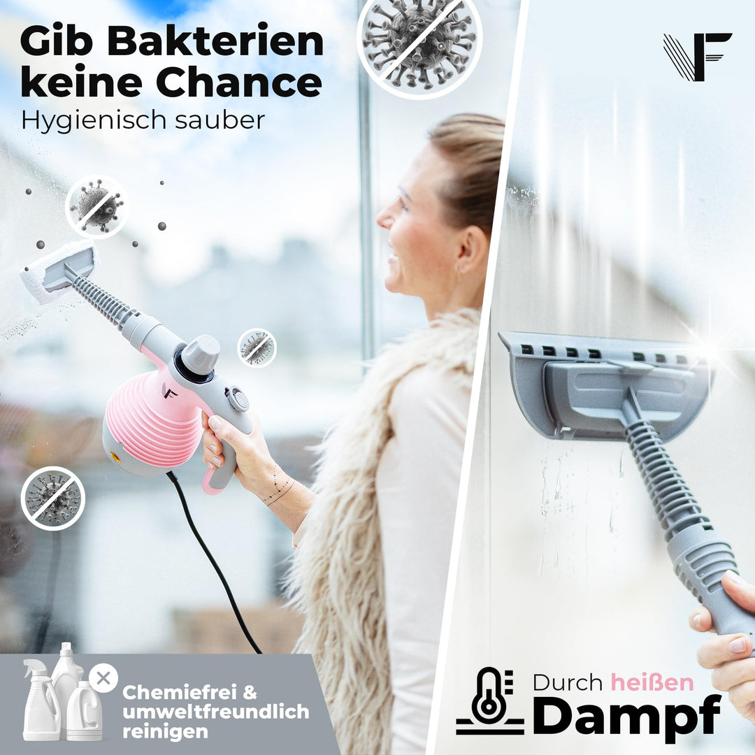 Handdampfreiniger Rosa 350ml Tank mit Dampfregulierung &amp; Aufsätzen - Bild 6