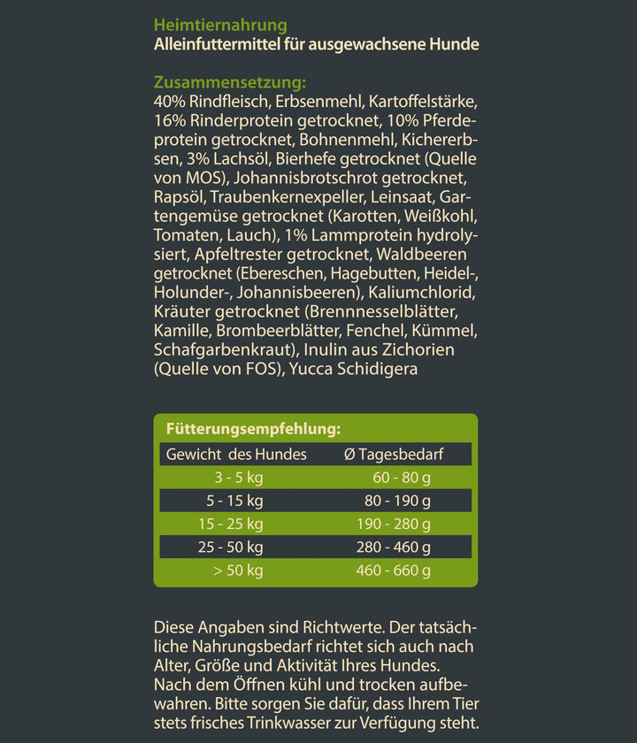 Trockenfutter Hund getreidefrei Pferd &amp; Rind 70% Fleisch 12 kg - Bild 4