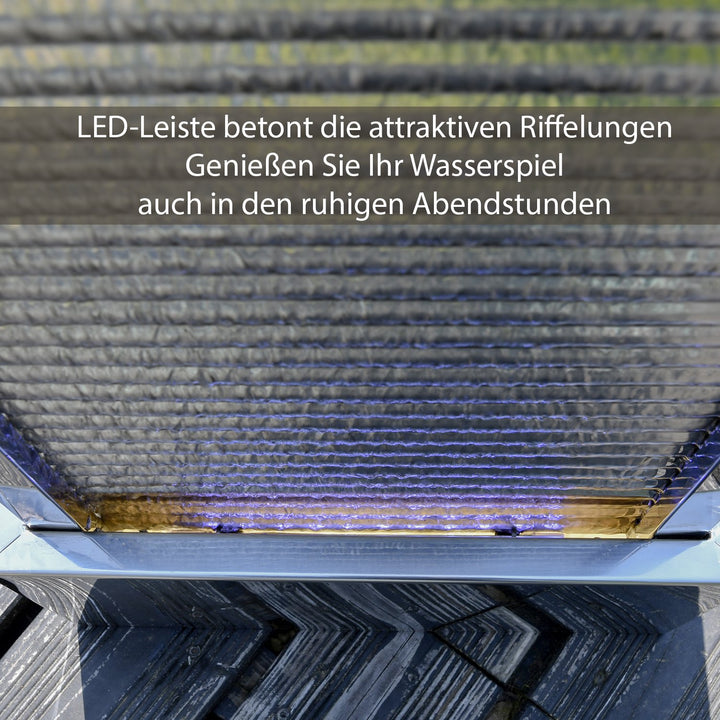 Terrassenbrunnen Edelstahl mit LED 110 cm Wasserwand Garten - Bild 4