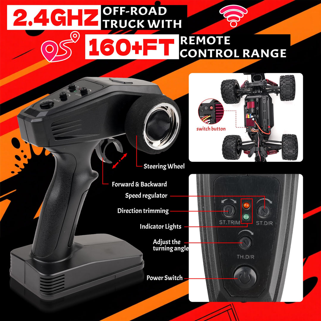 RC Auto 4WD 1:18 Offroad 40 km/h mit 2 Akkus 60 Min Fahrspass - Bild 7