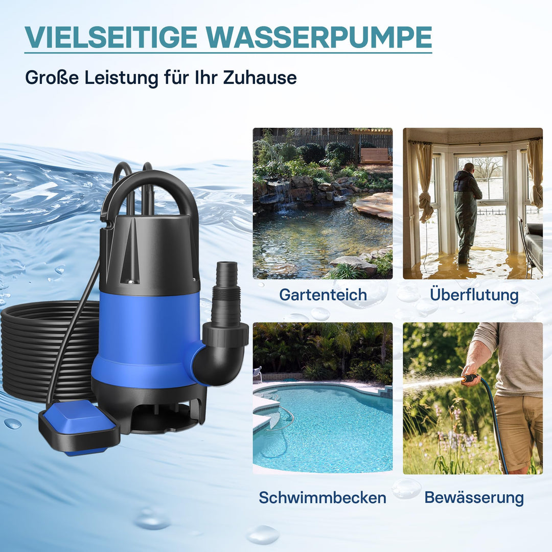 Schmutzwasserpumpe 400 W 7500 l/h für Garten, Teich &amp; Keller - Bild 3