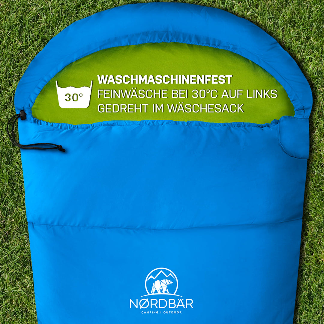 Kinderschlafsack 3-Jahreszeiten 175x70cm mit Kissenfach Camping - Bild 8