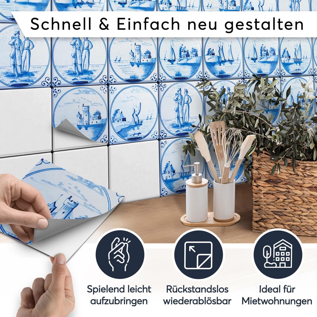 Fliesensticker Holländische Fliese 10x10 cm Küche Bad 36er Set - Bild 2