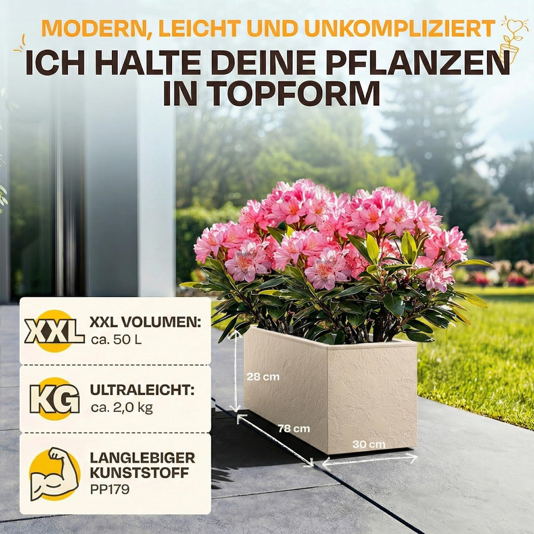 Pflanzkübel rechteckig 50L mit Wasserspeicher Balkon 2er-Set - Bild 2