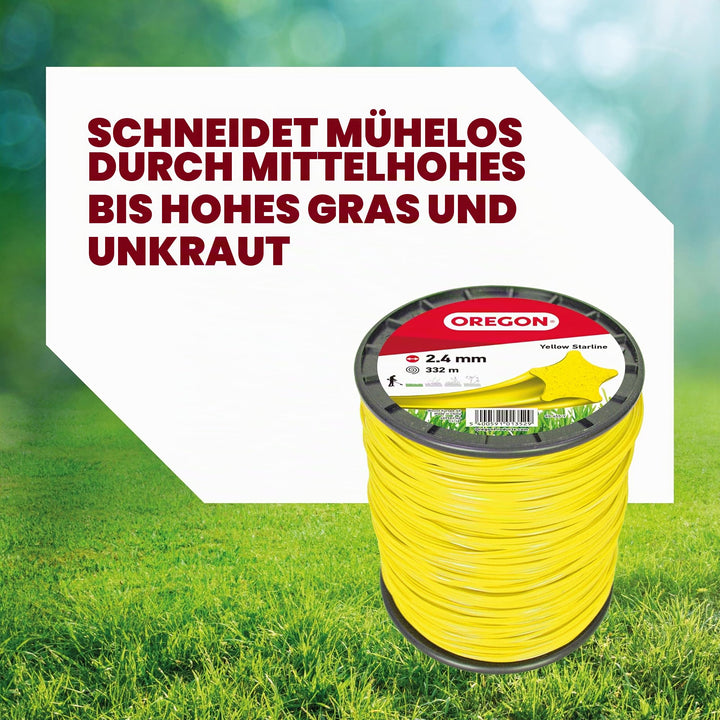 Trimmerfaden Stern 2,4mm x 332m Nylon Gelb für Rasentrimmer - Bild 5