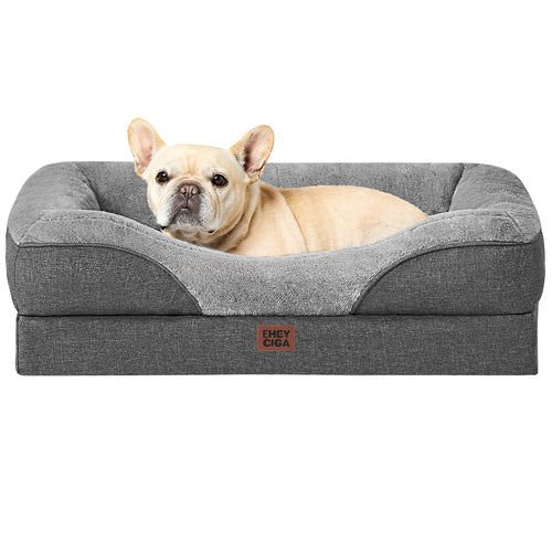 Orthopädisches Hundebett mit 4 Rändern Memory Foam 76x51cm Grau