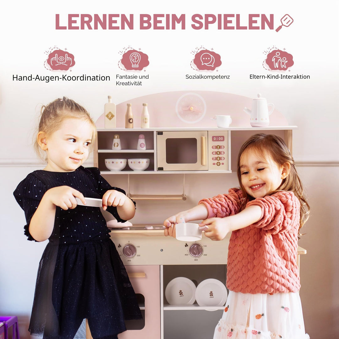 Spielküche Holz mit Zubehör für Kinder Rosa Mädchen - Bild 8