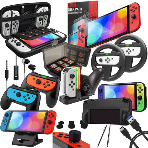 Nintendo Switch Zubehör-Set 15-in-1 mit Tasche, Ladestation & Schutzfolie
