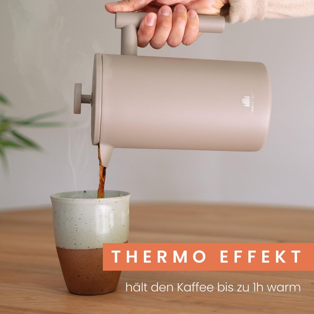 French Press Edelstahl 600 ml / 1 Liter mit Warmhaltefunktion - Bild 4