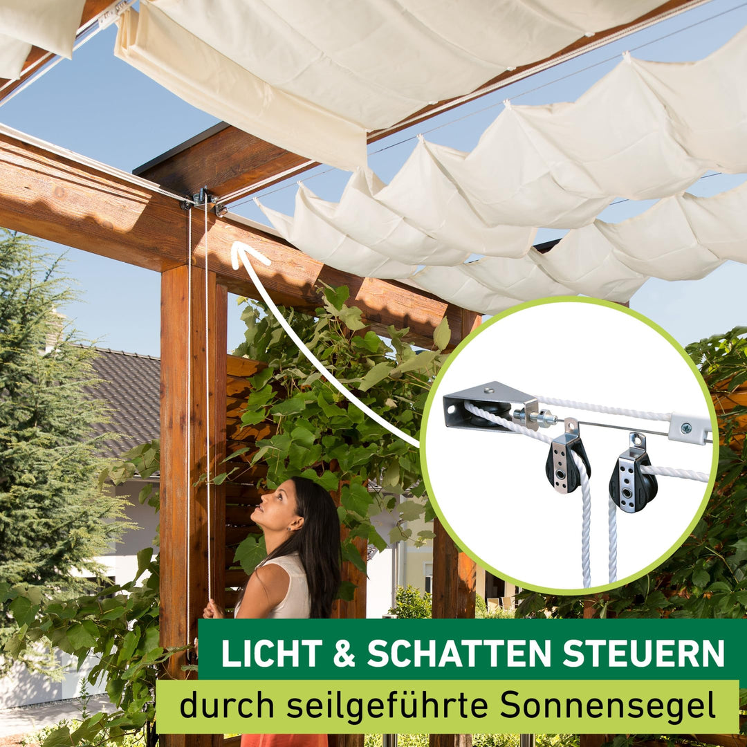 Sonnensegel Seilspanntechnik Polyester 270x140 cm gelb/weiss - Bild 7