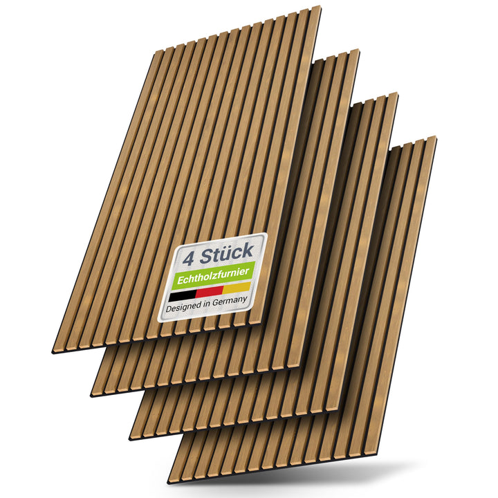 Akustikpaneele 4er Set Eiche Dunkel Holzlamellen 120x60 cm