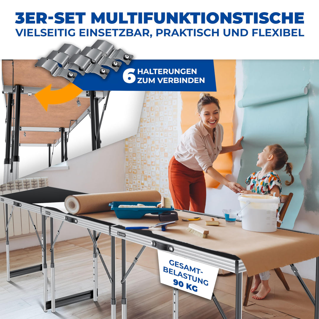 Klapptisch 3-teilig höhenverstellbar 100x60cm bis 90kg Belastung - Bild 7