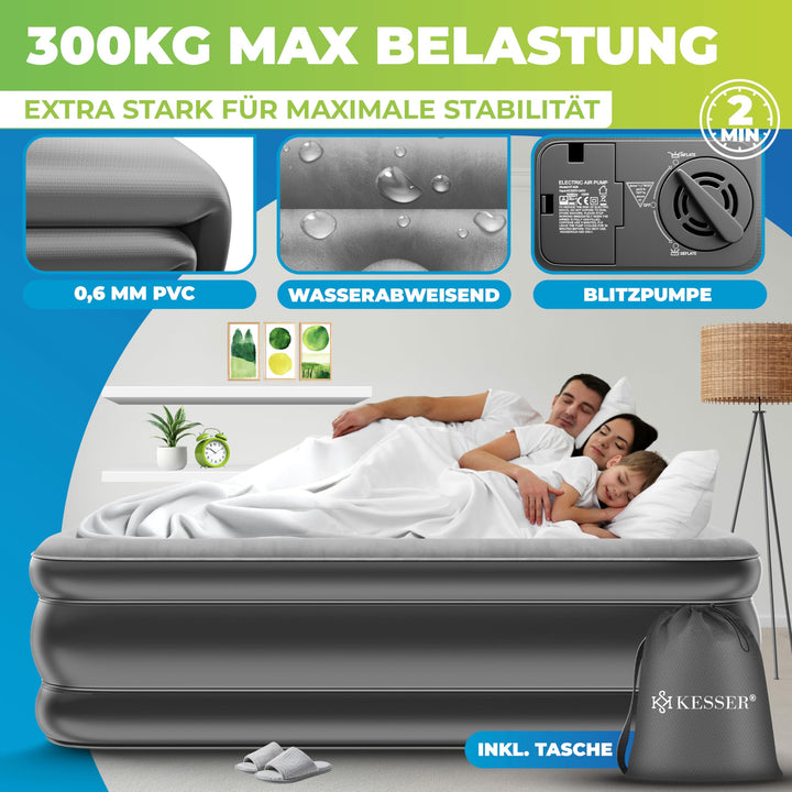 Luftbett selbstaufblasend für 2 Personen mit Pumpe 203x153x51 cm - Bild 3