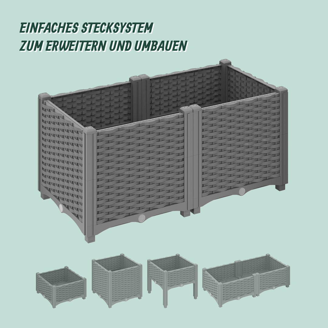 Pflanzkübel Rattan-Optik Selbstbewässerung 80x40cm grau Balkon - Bild 7