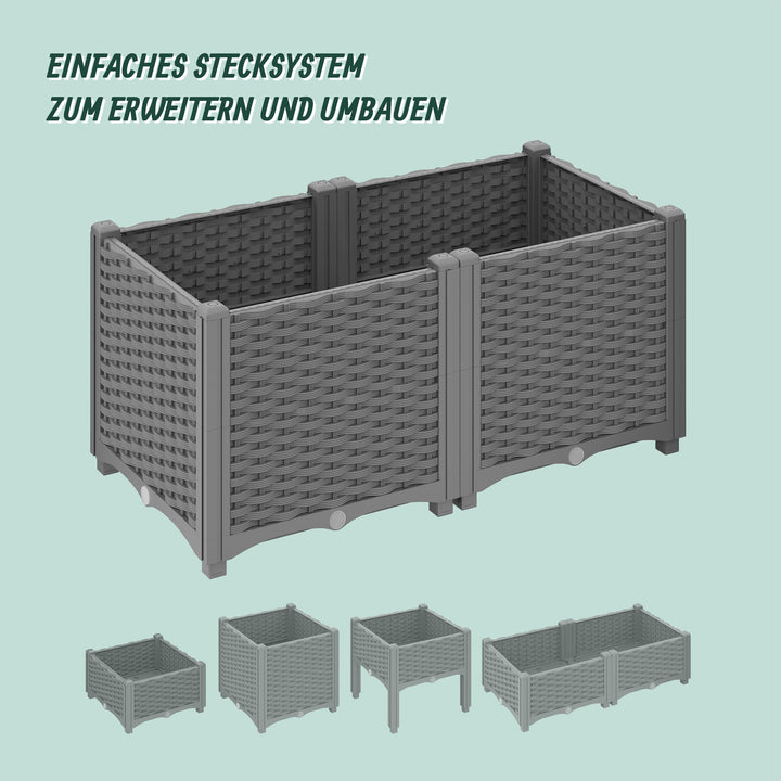 Pflanzkübel Rattan-Optik Selbstbewässerung 80x40cm grau Balkon - Bild 7