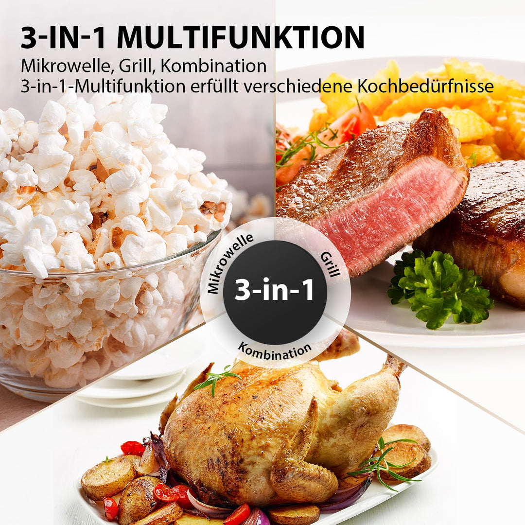Mikrowelle mit Grill 25L Unterbau 3-in-1 Inverter Morandi-Grau - Bild 3