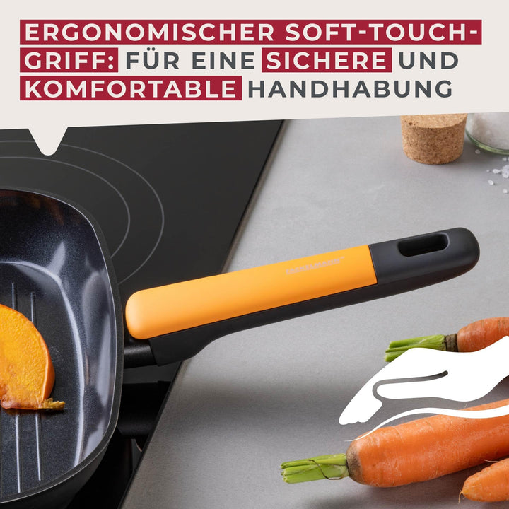 Grillpfanne Aluminium Ø 28 cm Keramikbeschichtung PFAS-frei Orange - Bild 6