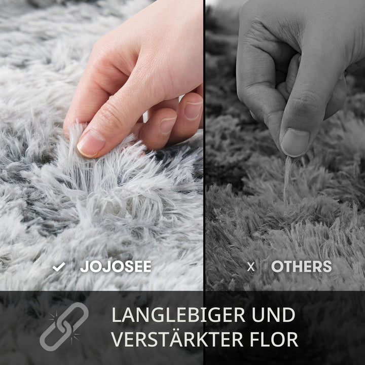Hochflor Teppich Wohnzimmer 200x300 cm Hellgrau Flauschig - Bild 7