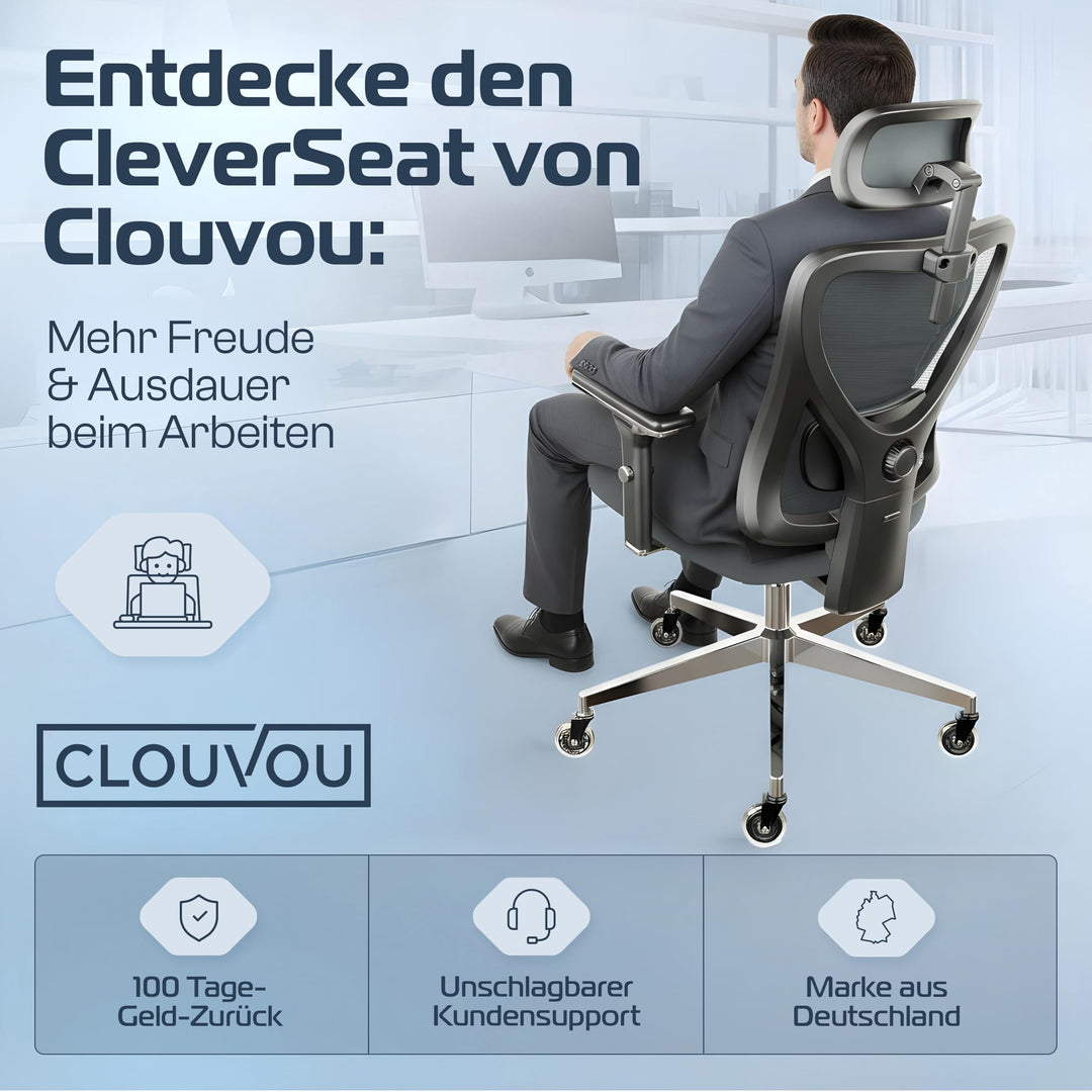 Bürostuhl Ergonomisch Mesh 4D-Armlehnen Kopfstütze bis 150 kg - Bild 9