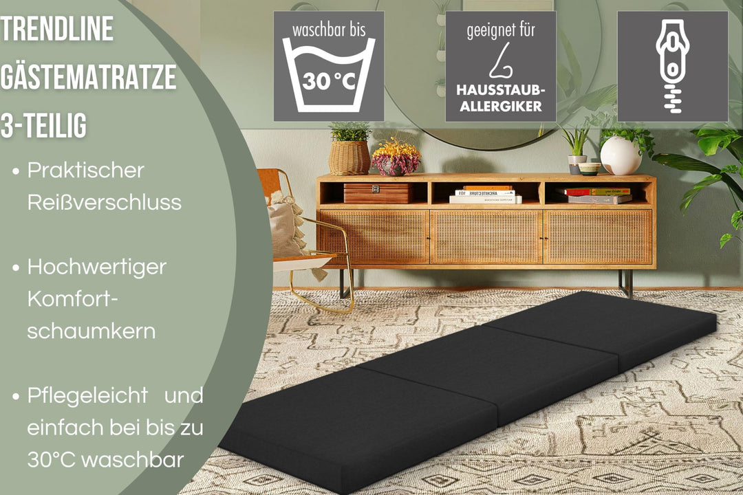 Klappmatratze 3-teilig 190x60 cm faltbar mit Mikrofaserbezug - Bild 5