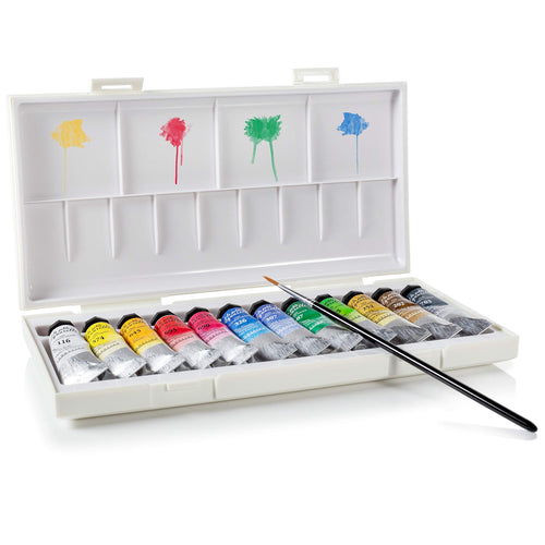 Aquarellfarben Set 12x10ml Tuben mit Pinsel für Reise und Atelier