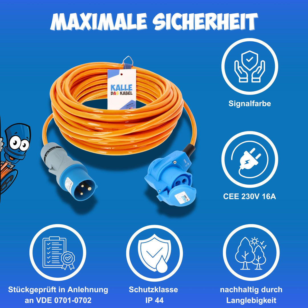 CEE Verlängerungskabel Winkel 2,5mm² 15m Polyurethan Signal-Orange - Bild 6