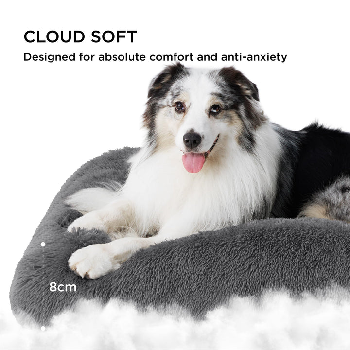 Hundekissen XXL Sherpa-Fleece waschbar 119x74cm Dunkelgrau - Bild 4