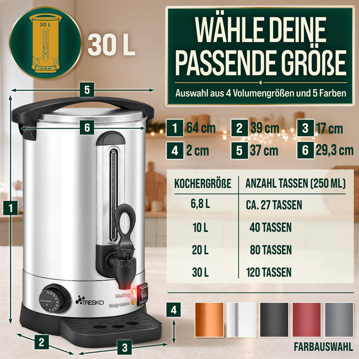 Glühweinkocher 20L Edelstahl mit Zapfhahn &amp; Thermostat 1500W - Bild 8