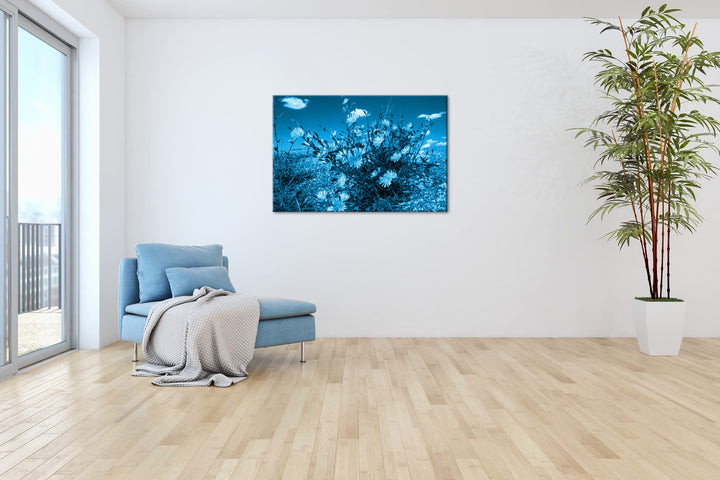 Leinwandbild Kornblumen Blau Monochrom 80x60 cm Echtholzrahmen - Bild 4