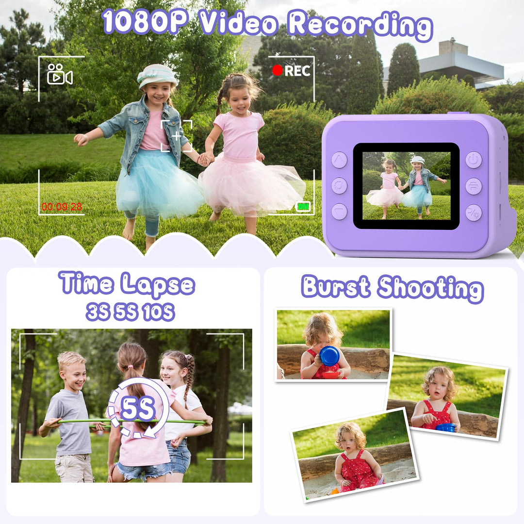 Sofortbildkamera Kinder 1080P mit Druckfunktion 2,4 Zoll lila - Bild 4