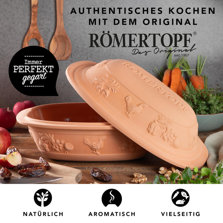 Keramik-Bräter mit Deckel 3 L Naturton für 4 Personen - Bild 2