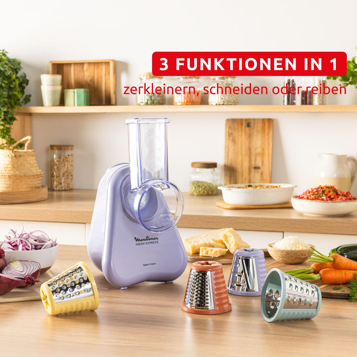 Elektrische Gemüsereibe 4-in-1 mit Direktserviersystem, Lila - Bild 7
