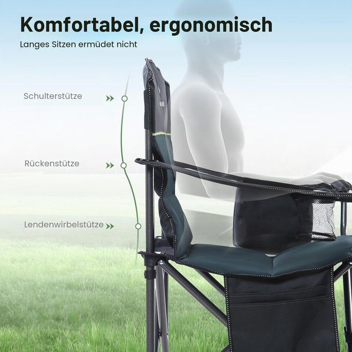 Campingstuhl faltbar XXL 200 kg Tragkraft mit Kühltasche Stahl - Bild 9