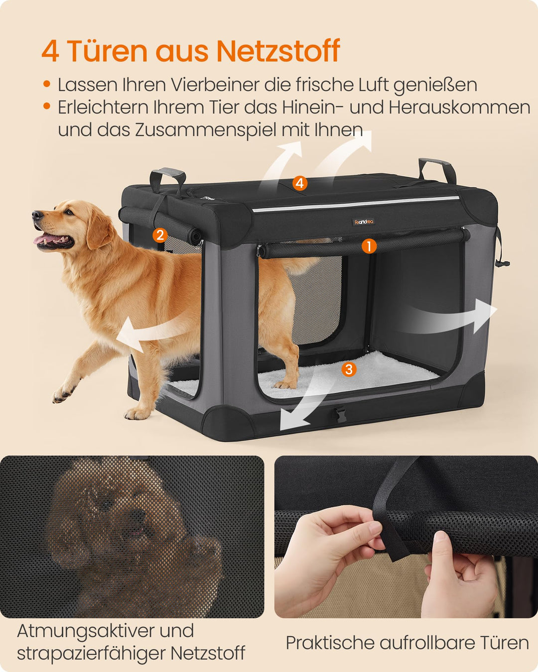 Faltbare Hundebox XL Oxford-Gewebe 91x64cm für grosse Hunde - Bild 5