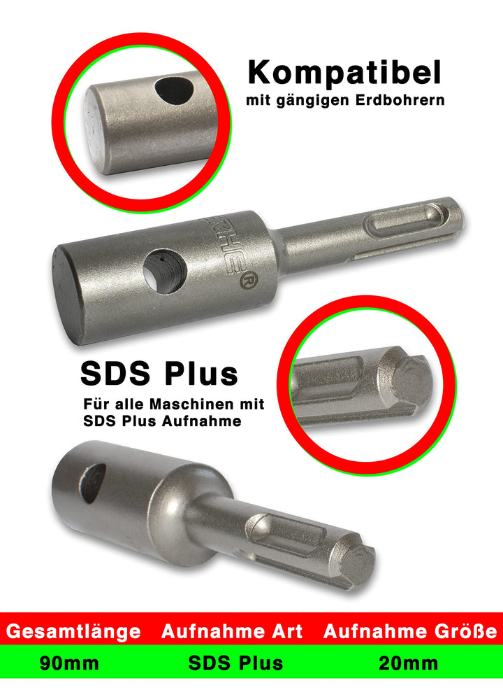 Erdbohrer 100 mm Doppelwendel mit SDS-Plus-Adapter für Zaunpfähle - Bild 7