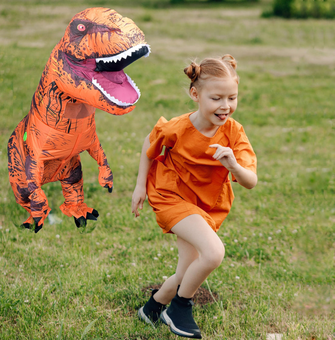 Aufblasbares T-Rex Kostüm für Erwachsene Braun 165–198 cm - Bild 3