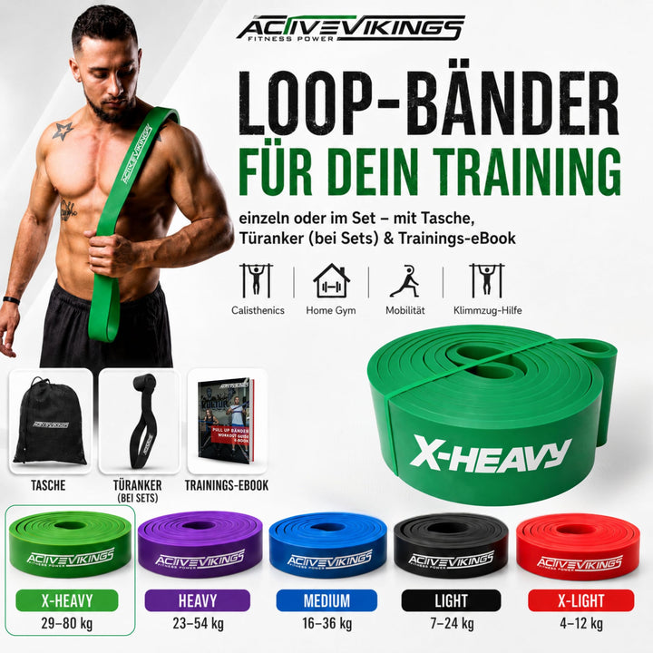 Widerstandsband X-Heavy 29-80 kg Naturlatex für Klimmzüge &amp; Krafttraining - Bild 4