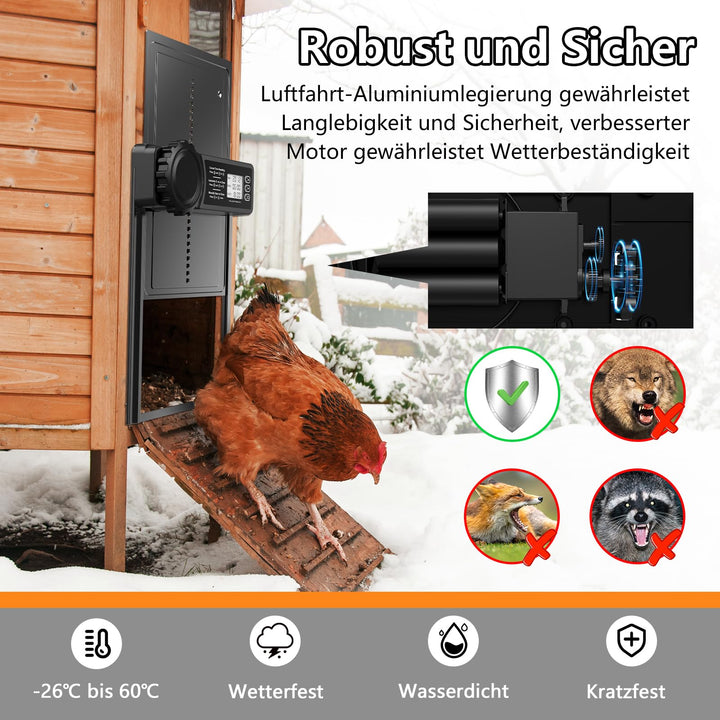 Automatische Hühnerklappe Aluminium mit Timer und Anti-Einklemm-Schutz - Bild 6