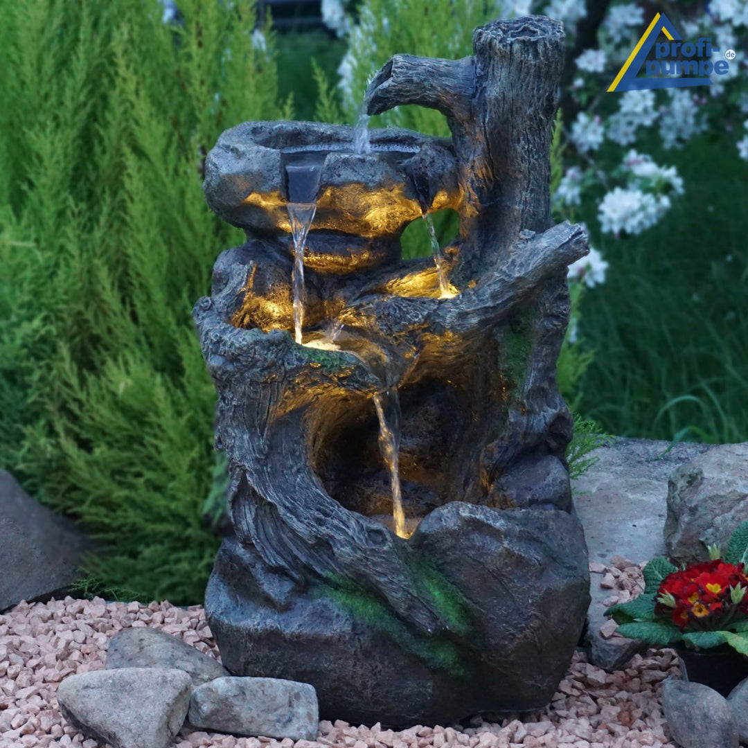 Gartenbrunnen Baumwurzel Stein-Kaskade mit LED-Licht 31x31x50 cm - Bild 3
