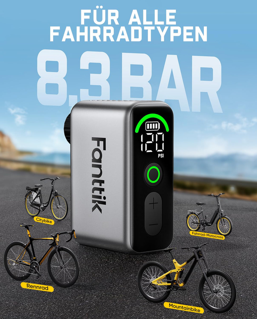 Mini Elektro-Fahrradpumpe mit LCD-Display 700c-Reifen in 22 Sek - Bild 7