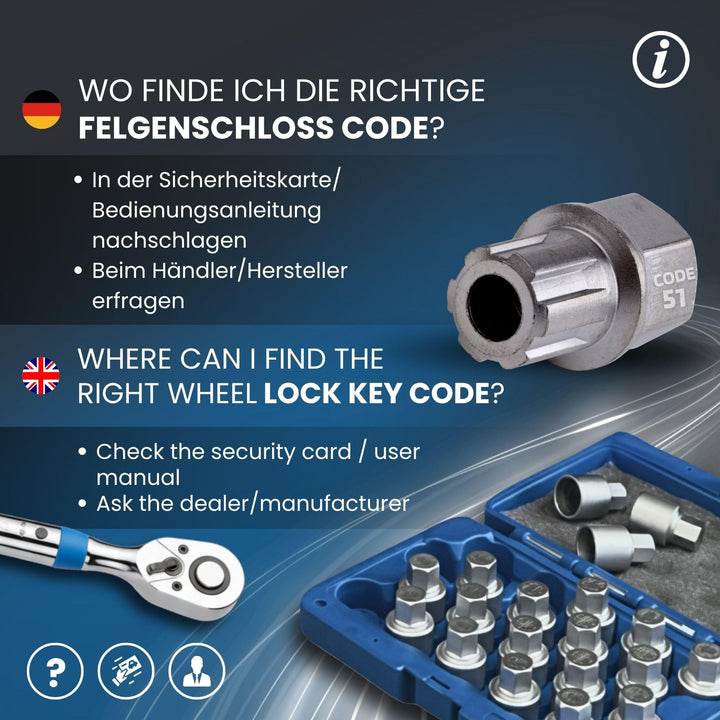 Felgenschloss-Demontagesatz 23-tlg Chrom-Vanadium für VW - Bild 5
